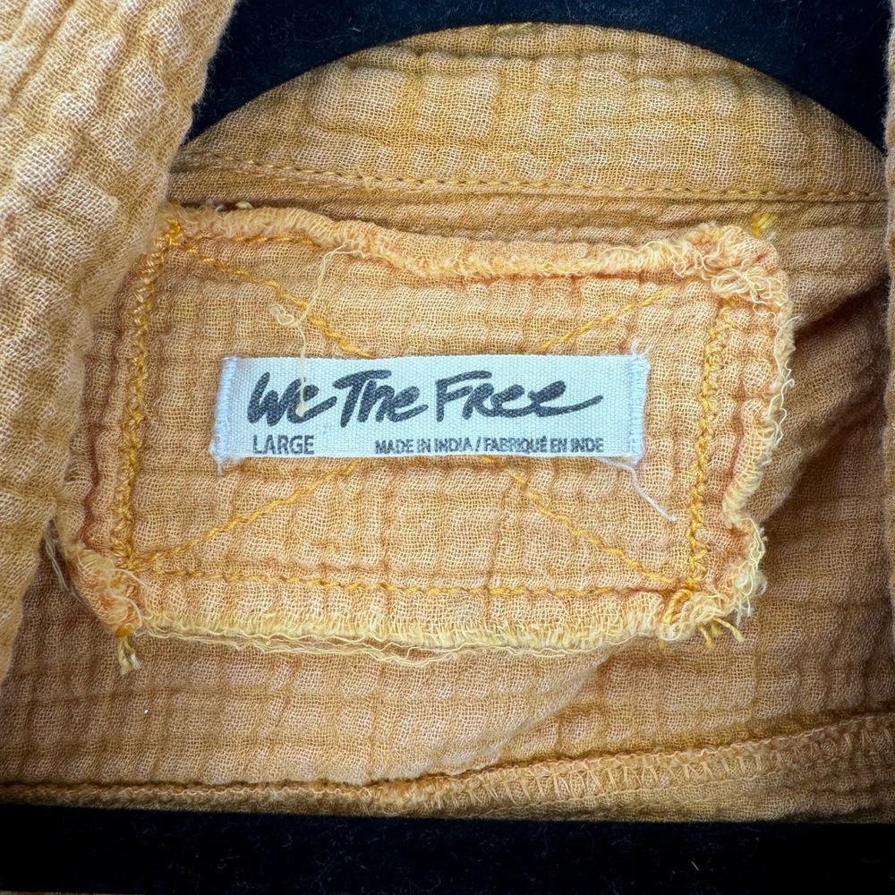 We The Free Cropped Yellow Gold Gauze Spring Cropped Jacket Boho Textured Large - Picture 8 of 10